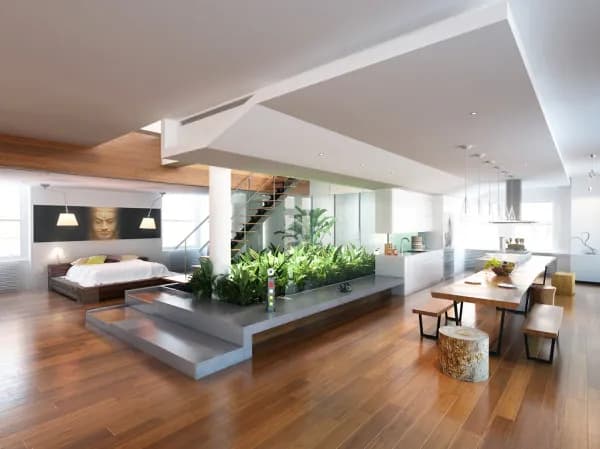 A smartphone showing an AI-redesigned living room