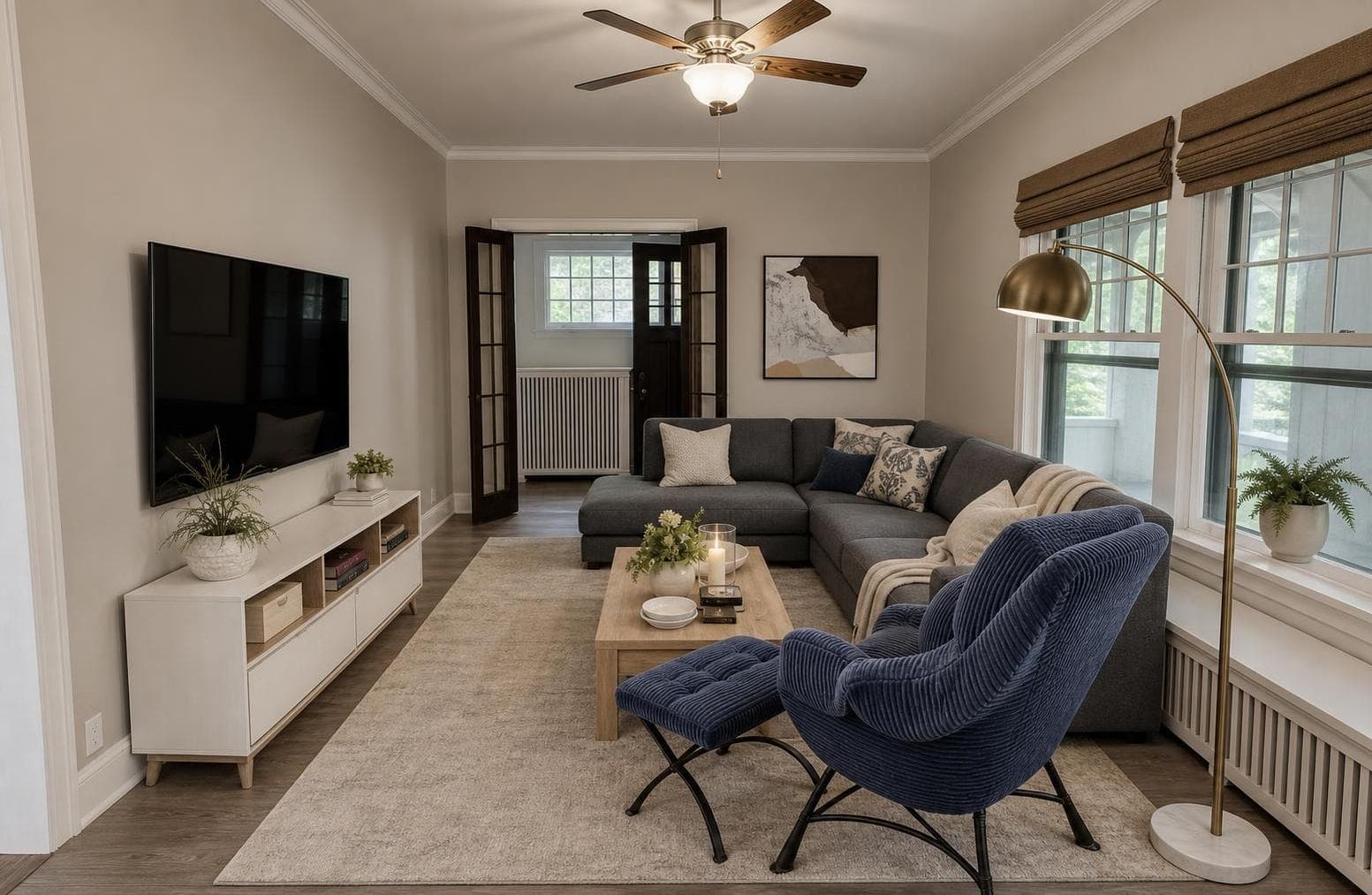 Furnished living room concept generated by Airender from the uploaded room