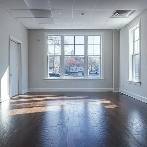 The same room empty, before the AI redesign