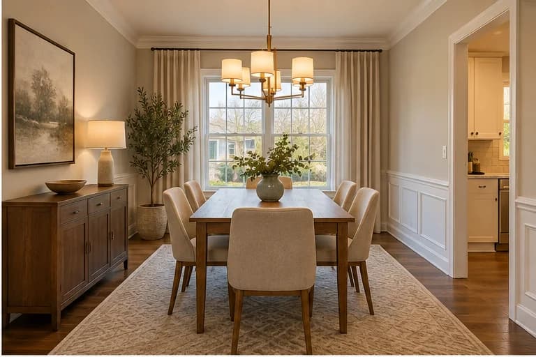Warm six-seat dedicated dining-room design concept