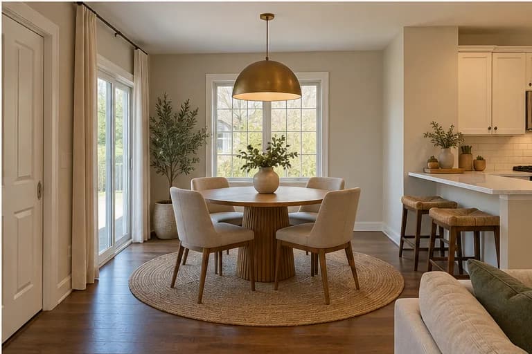 Round-table open-plan dining-area design concept
