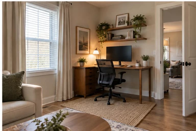 Practical home-office corner design concept in a shared room